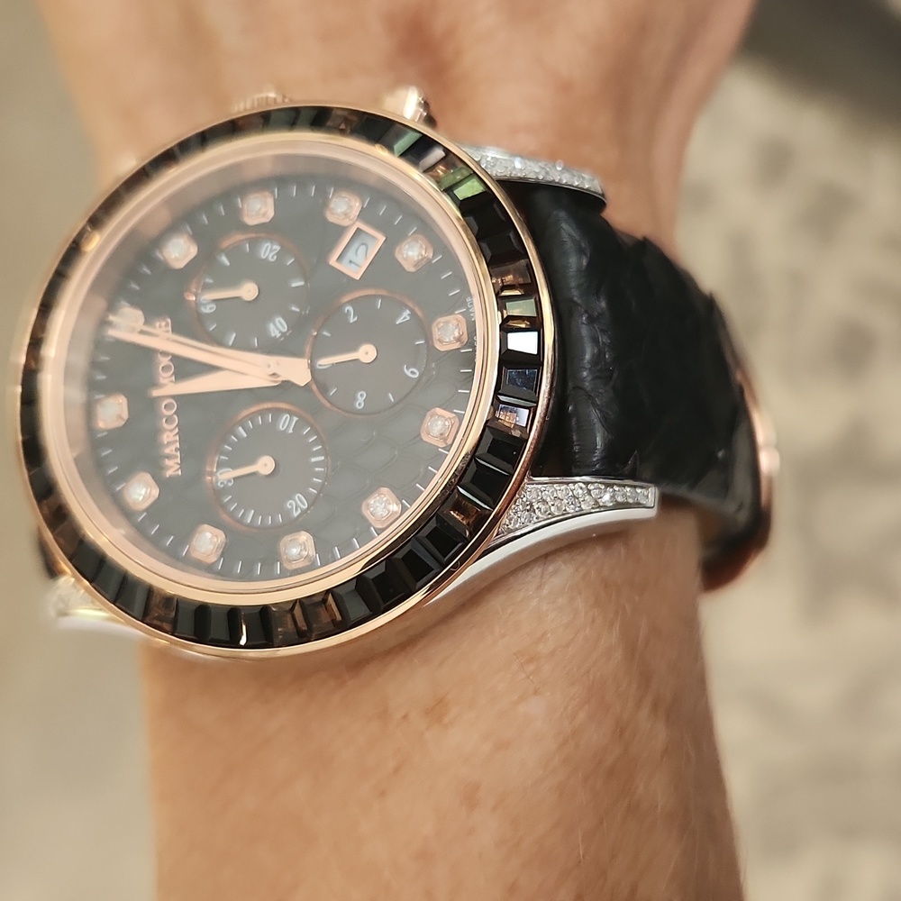 Marco Moore Limited Edition Crystal, Diamond, Rose Gold Watch